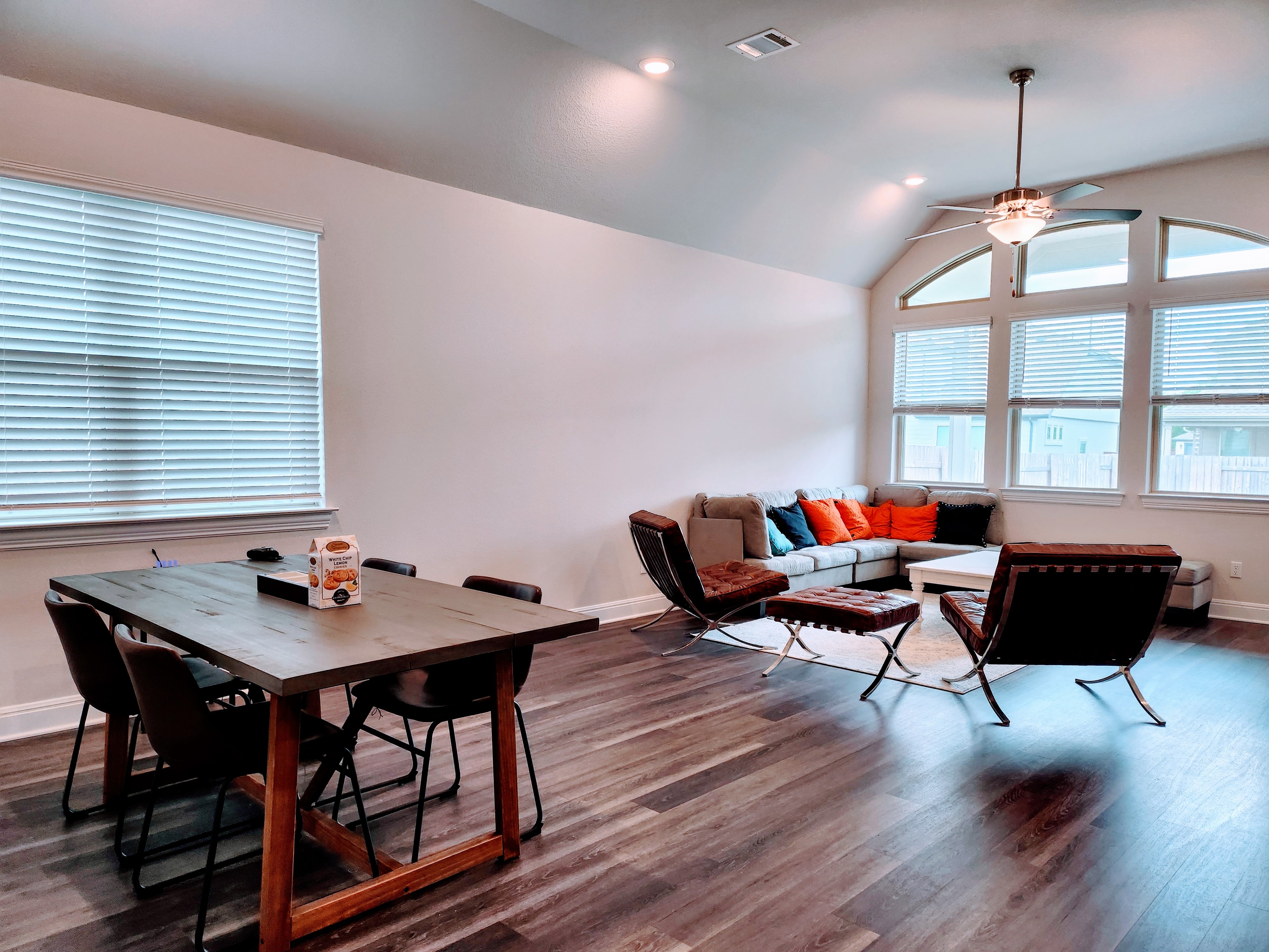 Open-plan dining and living area